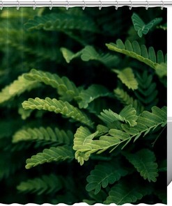Garden Growth Leaves Shower Curtain With Botanical Design - Perfect Addition To Botanical Bathroom Shower Curtains