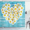 Garden Heart Shaped Daisy Print Shower Curtain For Bathroom 