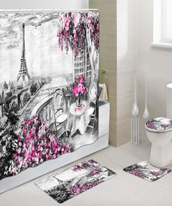 Garden Inspired Paris Tower Shower Curtain for Bathroom Decor