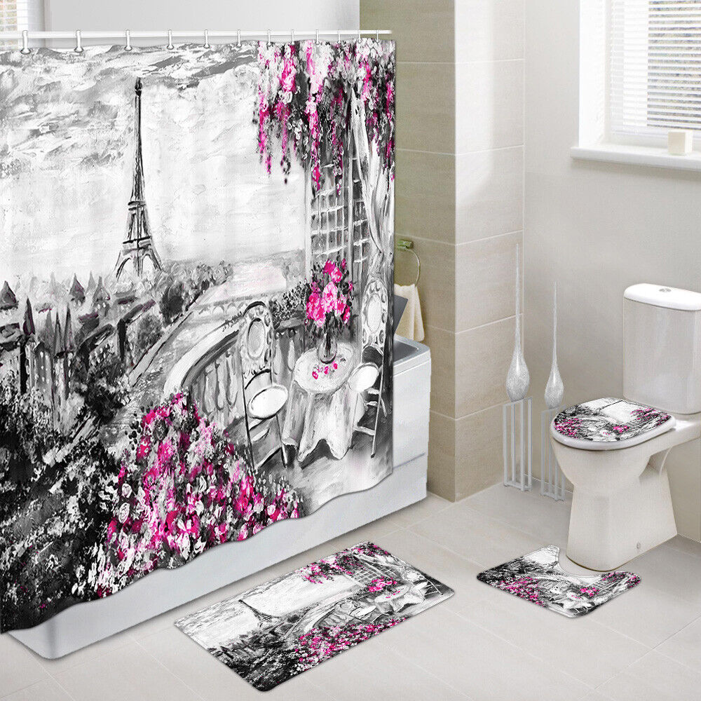 Garden Inspired Paris Tower Shower Curtain for Bathroom Decor