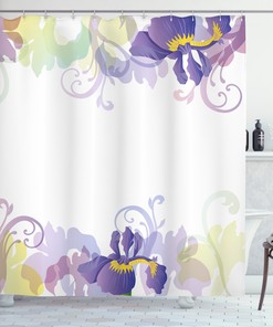 Garden Pastel Petals Classic Print Shower Curtain For Bathroom 