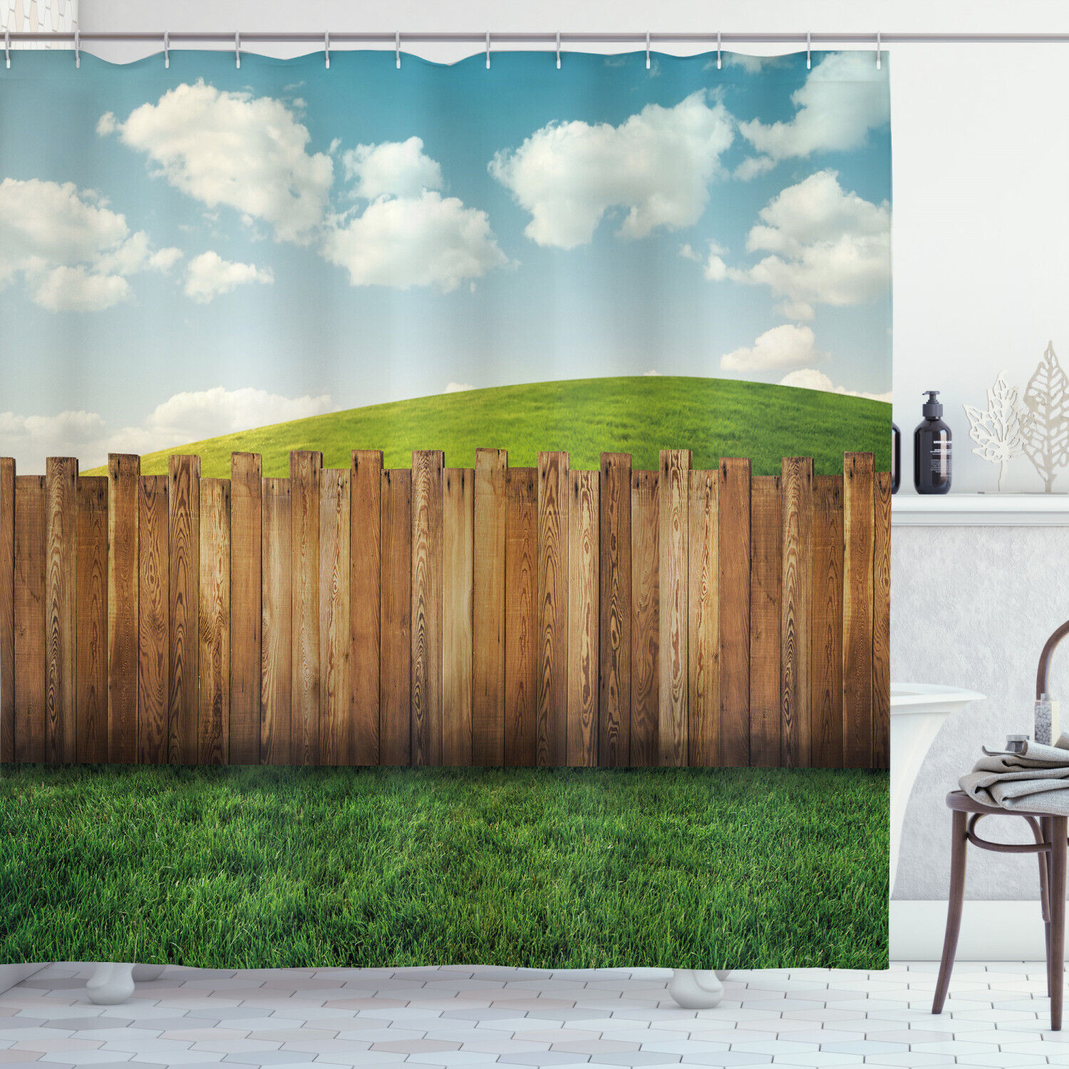 Garden Serenity Print Shower Curtain For Zen Bathroom Decor