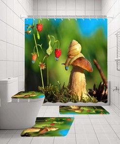 Garden Snail And Mushroom Waterproof Shower Curtain For Home Decor 