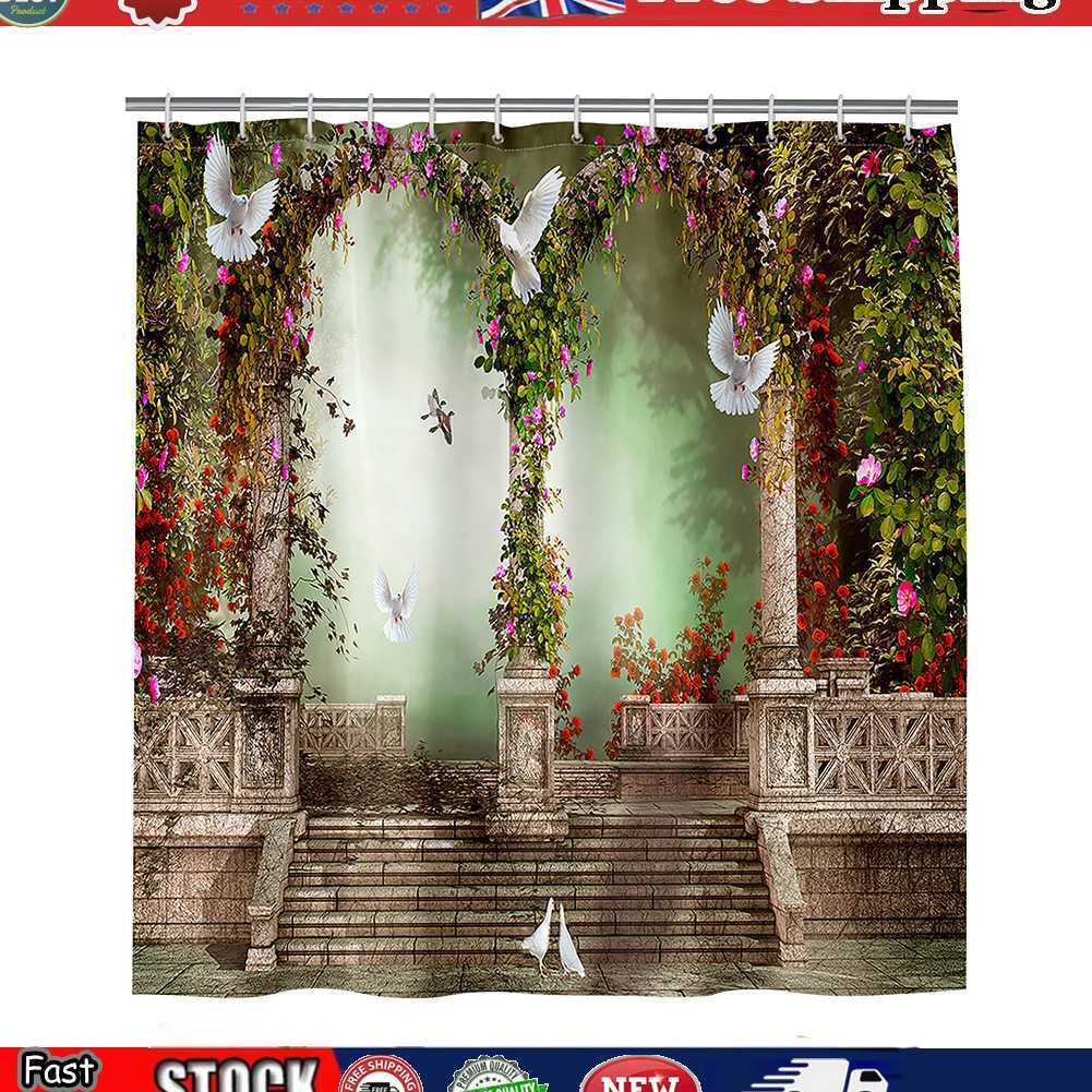 Garden Steps 3D Print Waterproof Shower Curtain For Bathroom