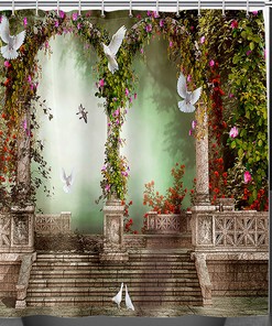 Garden Steps 3D Print Waterproof Shower Curtain For Bathroom