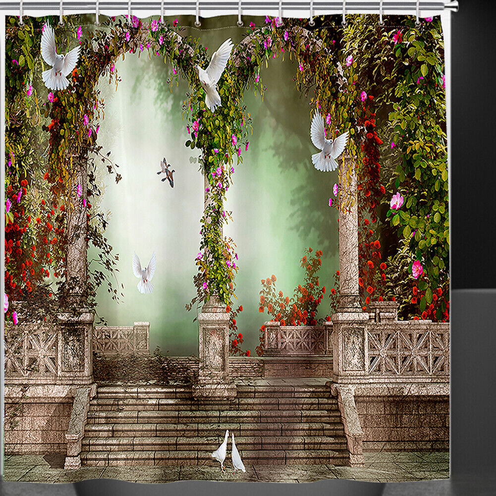 Garden Steps 3D Print Waterproof Shower Curtain For Bathroom
