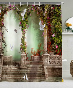 Garden Steps 3D Print Waterproof Shower Curtain For Bathroom