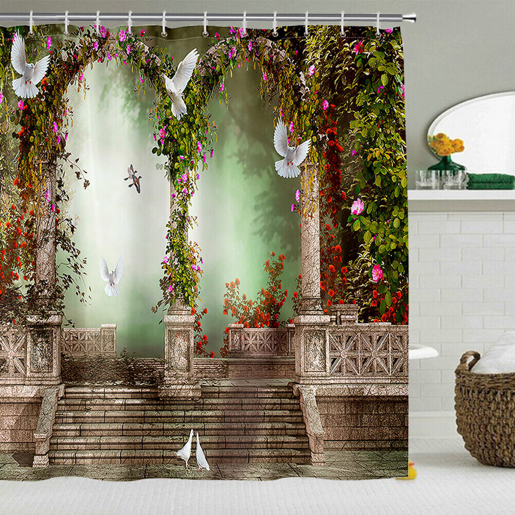 Garden Steps 3D Print Waterproof Shower Curtain For Bathroom