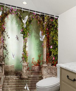 Garden Steps 3D Print Waterproof Shower Curtain For Bathroom