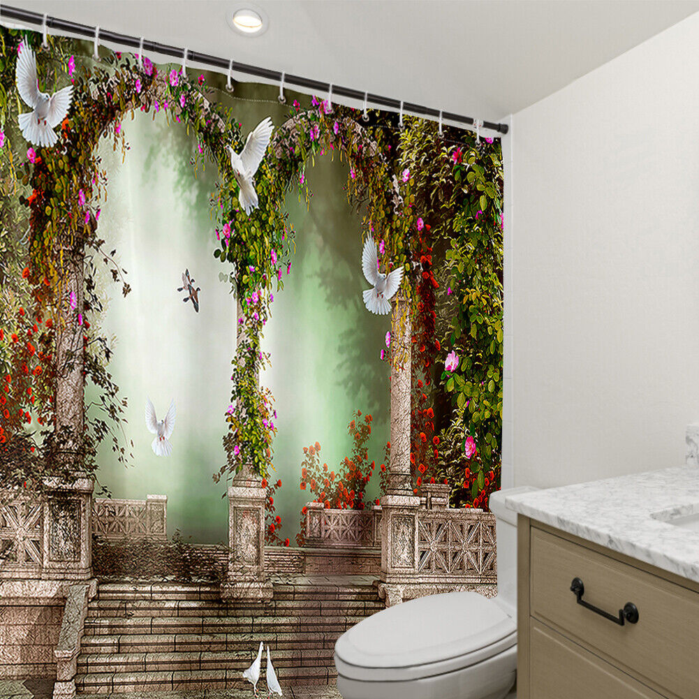 Garden Steps 3D Print Waterproof Shower Curtain For Bathroom