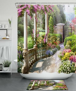 Garden Sunshine Flowers Shower Curtain - Colorful and Inviting Floral Bathroom Decor with Waterproof Fabric