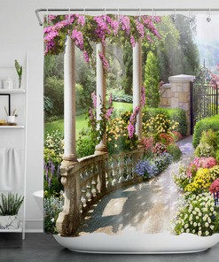 Garden Sunshine Flowers Shower Curtain - Colorful and Inviting Floral Bathroom Decor with Waterproof Fabric