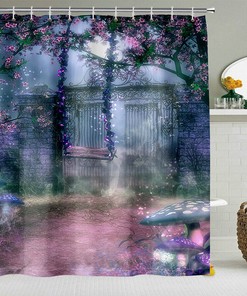 Garden Swing 12 Hole Waterproof Shower Curtain For Printed Bath Decor