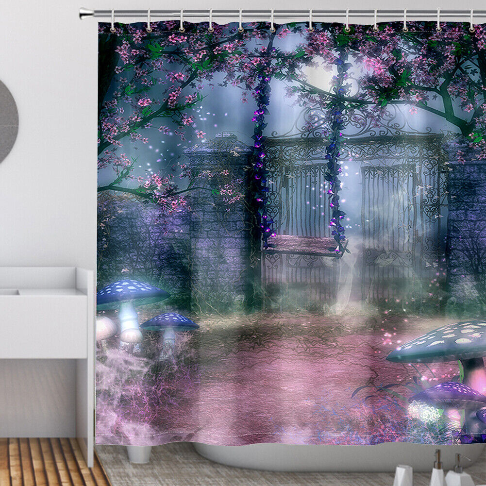 Garden Swing 12 Hole Waterproof Shower Curtain For Printed Bath Decor