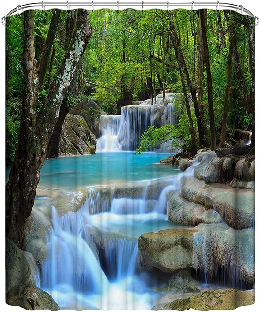 Garden Waterfall Shower Curtain For Nature Bathroom Decor
