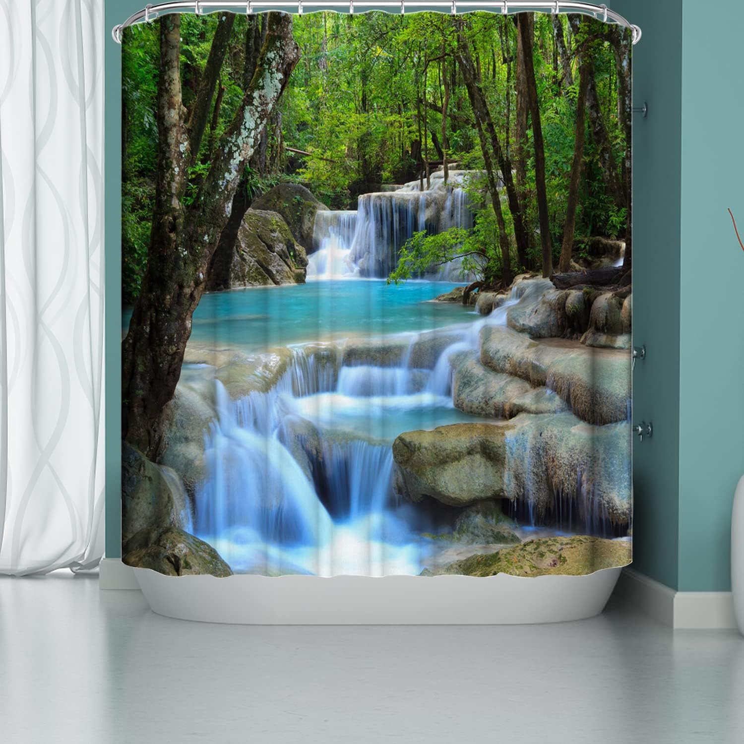 Garden Waterfall Shower Curtain For Nature Bathroom Decor - Image 2