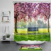 Garden Wood Chair Flower Trees Green Grass Waterproof Fabric Shower Curtain for a Nature-Inspired Atmosphere