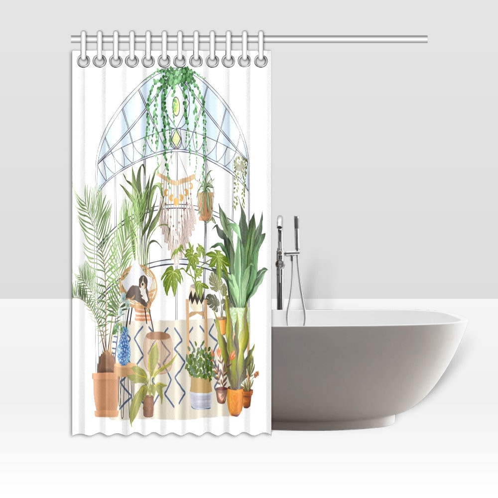 Gardener'S Gift Botanical Shower Curtain, Boho Greenhouse Conservatory Plants Design - Image 2