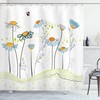 Gardening Theme Daisy Flowers In Spring Shower Curtain, Romantic Illustration Design Cloth Fabric Bathroom Decors