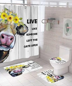 Garland Cow Shower Curtain - Festive Bathroom Decor With Adorable Cow Print For A Rustic Bathroom