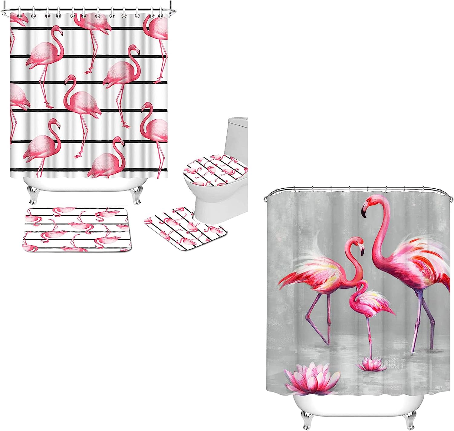 Gaze at the Moon with Nighttime Forest Animal Shower Curtain for Artistic Bathroom Decor