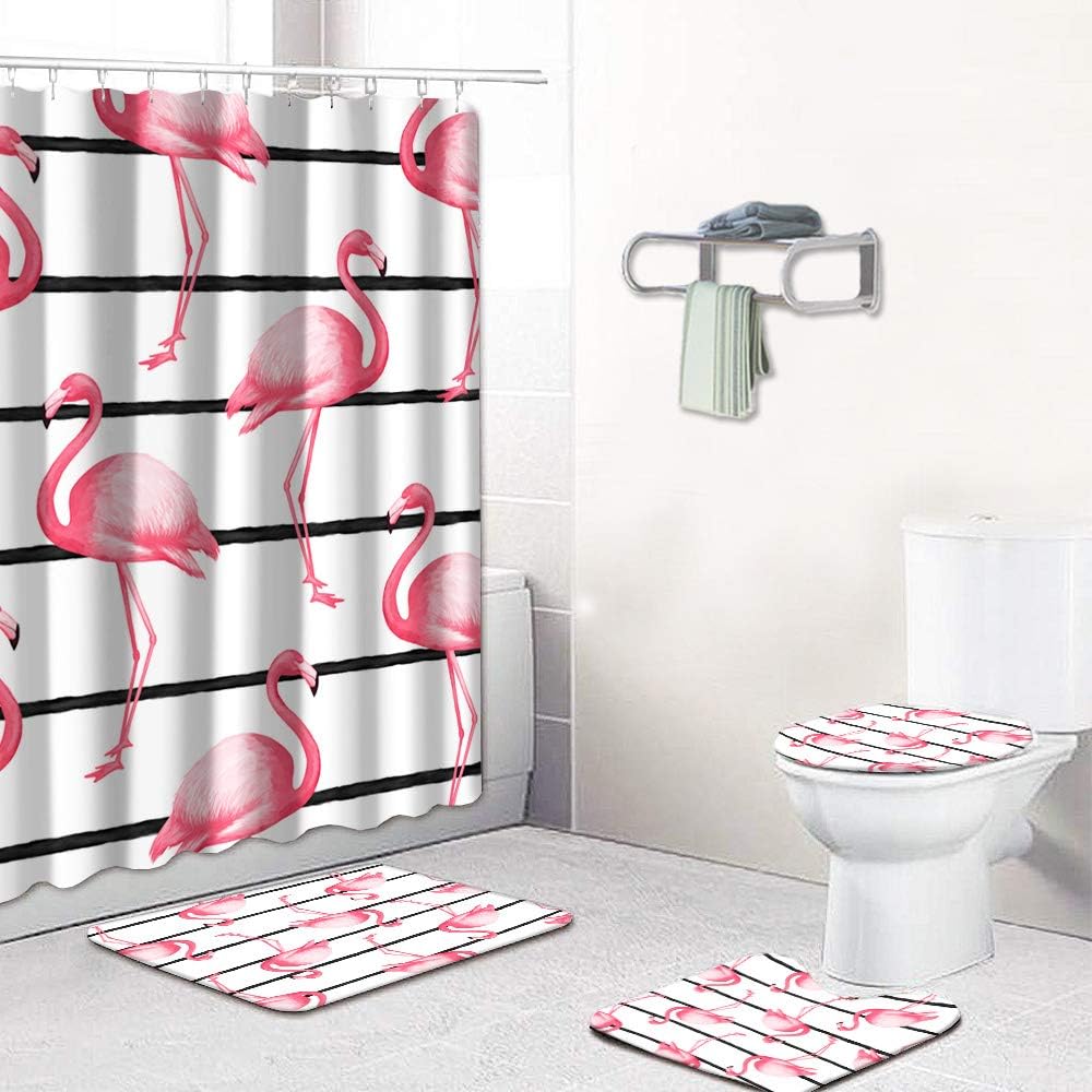 Gaze at the Moon with Nighttime Forest Animal Shower Curtain for Artistic Bathroom Decor
