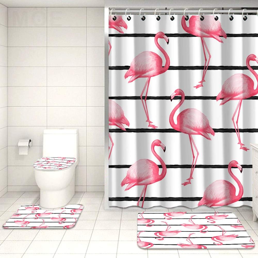 Gaze at the Moon with Nighttime Forest Animal Shower Curtain for Artistic Bathroom Decor