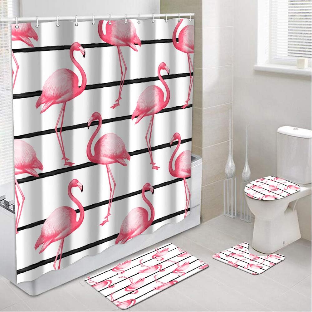 Gaze at the Moon with Nighttime Forest Animal Shower Curtain for Artistic Bathroom Decor