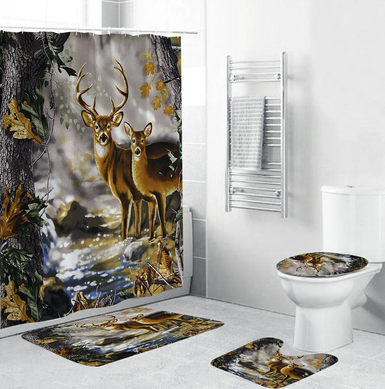 Gentle Deer Shower Curtain For A Peaceful Bathroom Decor, Tranquil Bathroom Accessories