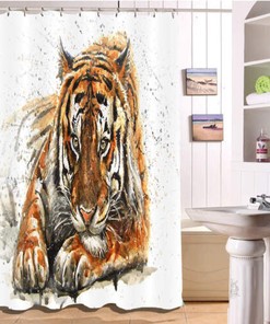 Gentle Tiger Shower Curtain, Water-Resistant Bathroom Decor