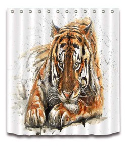 Gentle Tiger Shower Curtain, Water-Resistant Bathroom Decor