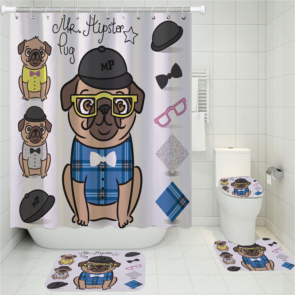 Gentleman'S Bulldog Shower Curtain, Waterproof Bathroom Decor
