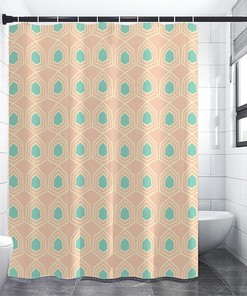 Geometric 60s Print Retro Shower Curtain for Bathroom Decor