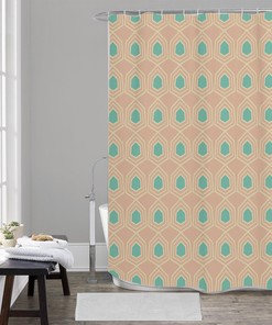 Geometric 60s Print Retro Shower Curtain for Bathroom Decor