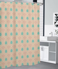 Geometric 60s Print Retro Shower Curtain for Bathroom Decor