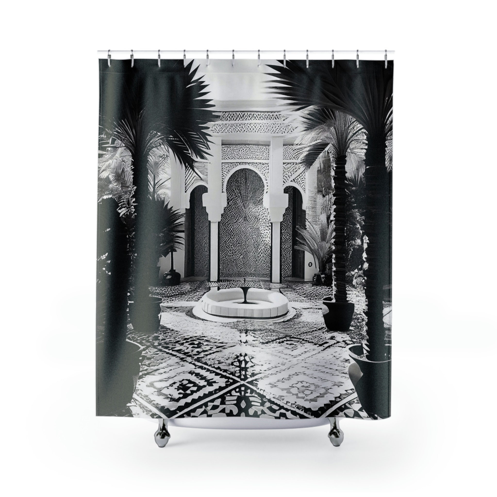 Geometric Art Deco Moroccan Garden Shower Curtain for Bathroom