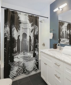 Geometric Art Deco Moroccan Garden Shower Curtain for Bathroom