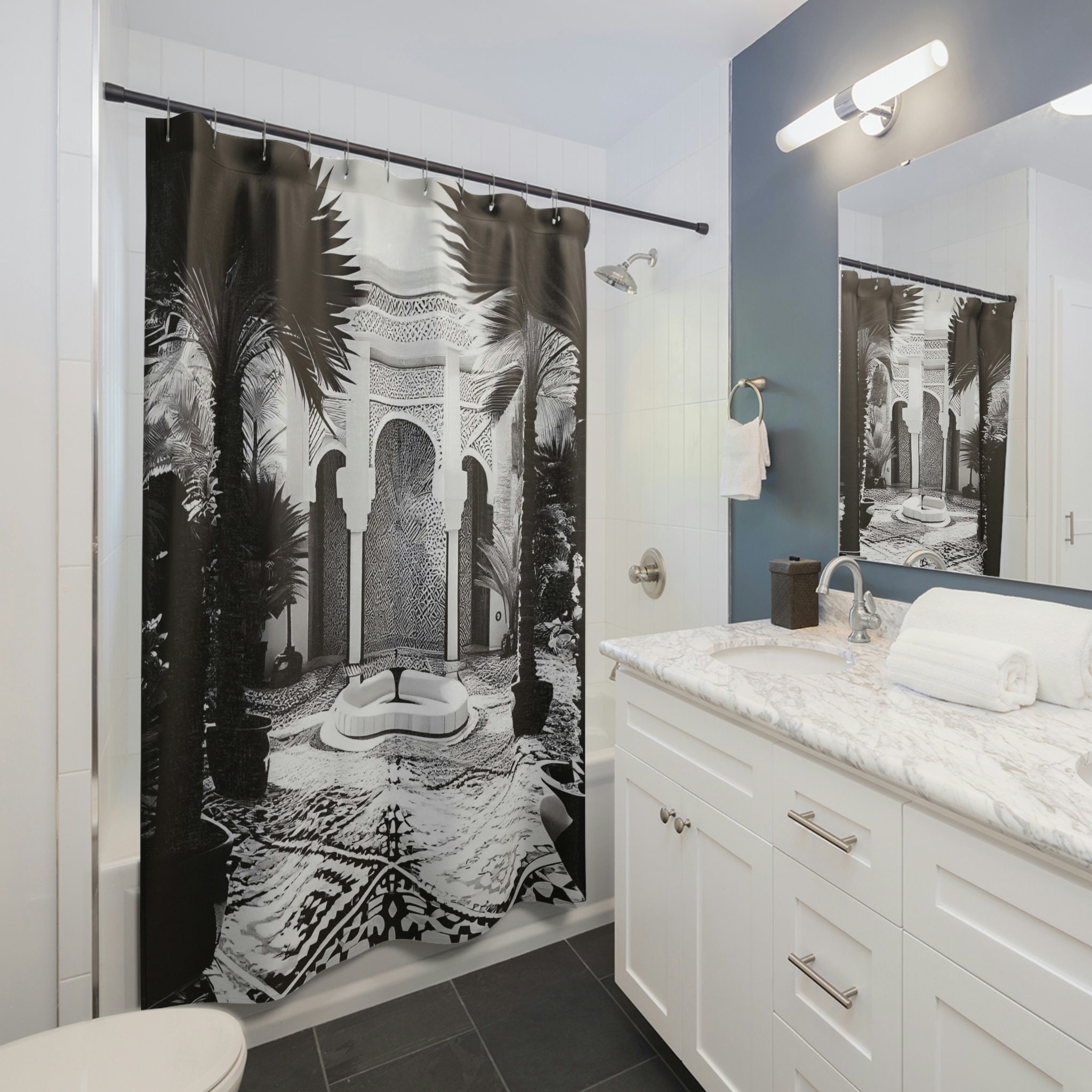 Geometric Art Deco Moroccan Garden Shower Curtain for Bathroom