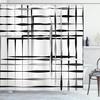 Geometric Art Shower Curtain - Black Abstract Bathroom Curtain With Modern Print