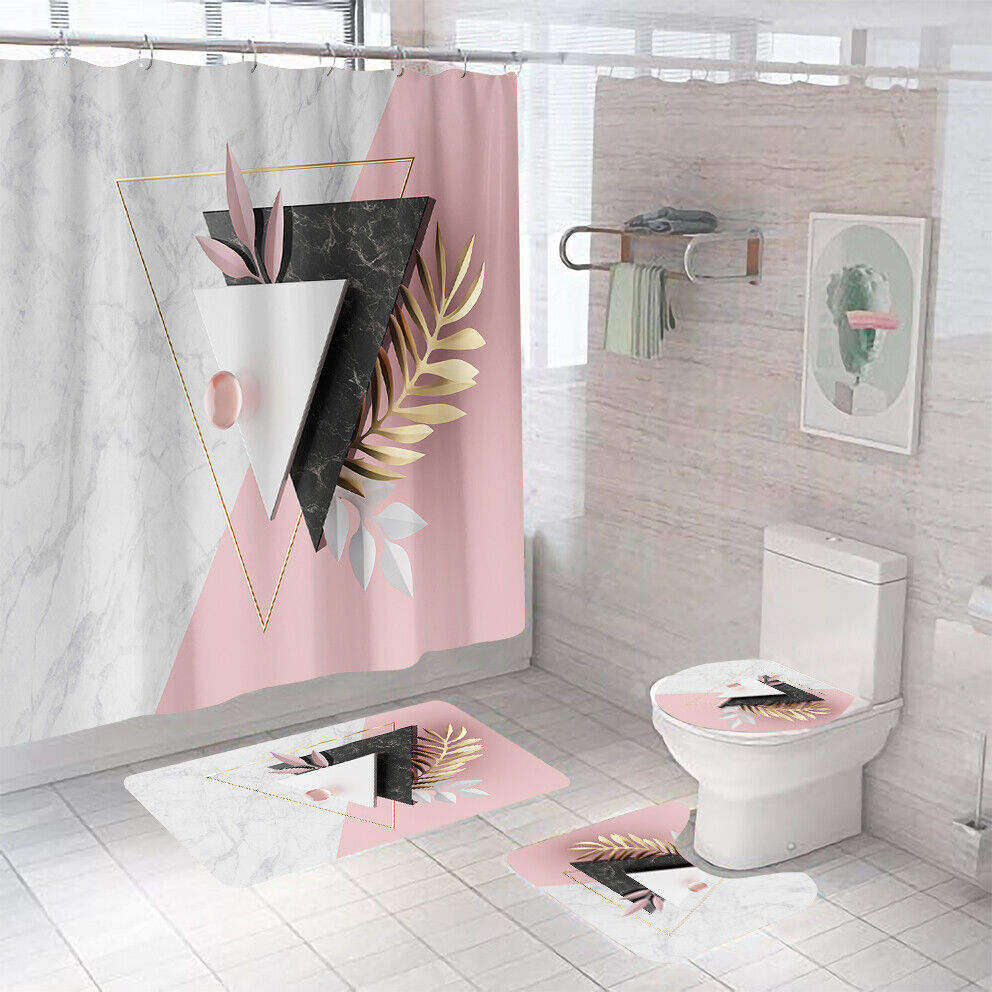 Geometric Bathroom Curtain Design