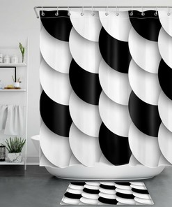 Geometric Black And White Art Print Shower Curtain For Bathroom