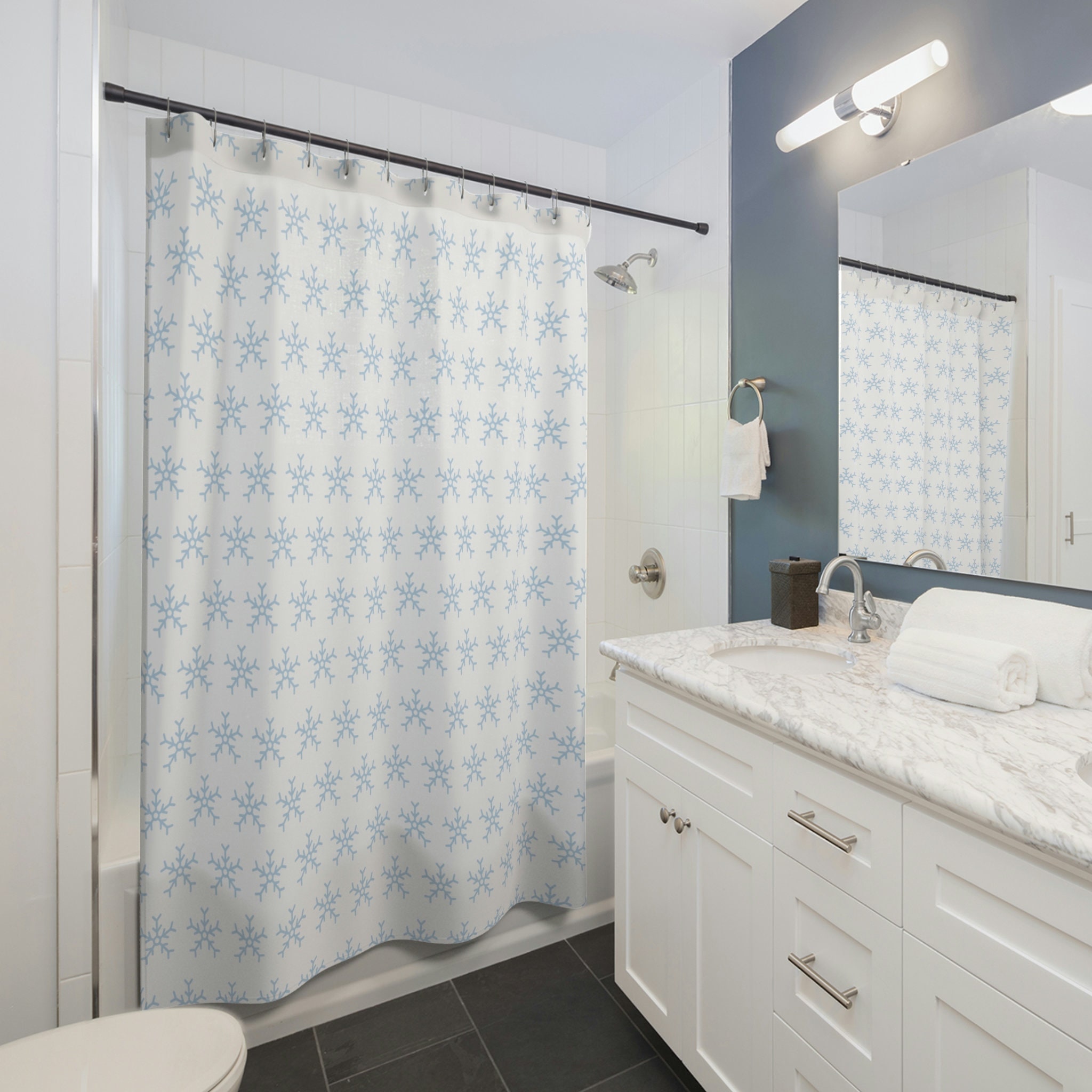 Geometric Black and White Shower Curtain - Unique Bathroom Decor
