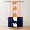 Geometric Blush Pink Orange Dark Blue Shower Curtain For Chic Bathroom Decor