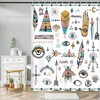 Geometric Bohemia Fabric White Boho Shower Curtain: Chic And Modern Bath Accessory