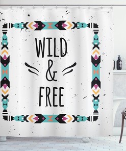 Geometric Boho Frame Print Shower Curtain For Minimalist Bohemian Bathroom Decor