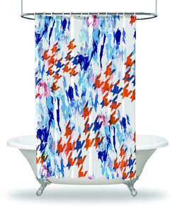 Geometric Camouflage Print Shower Curtain For Modern Bathroom Decor