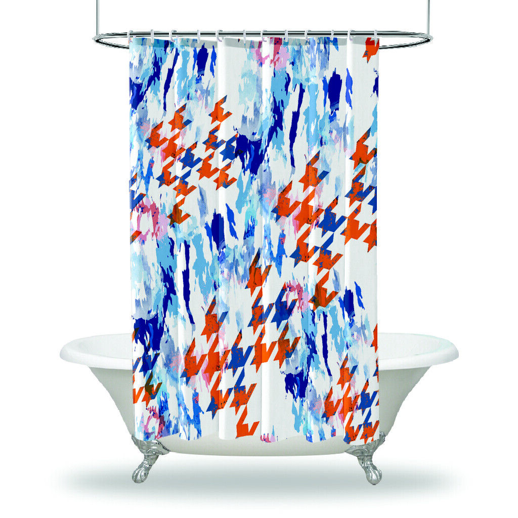 Geometric Camouflage Print Shower Curtain For Modern Bathroom Decor