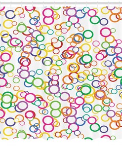 Geometric Circle Print Shower Curtain for Summer Bathroom Decor