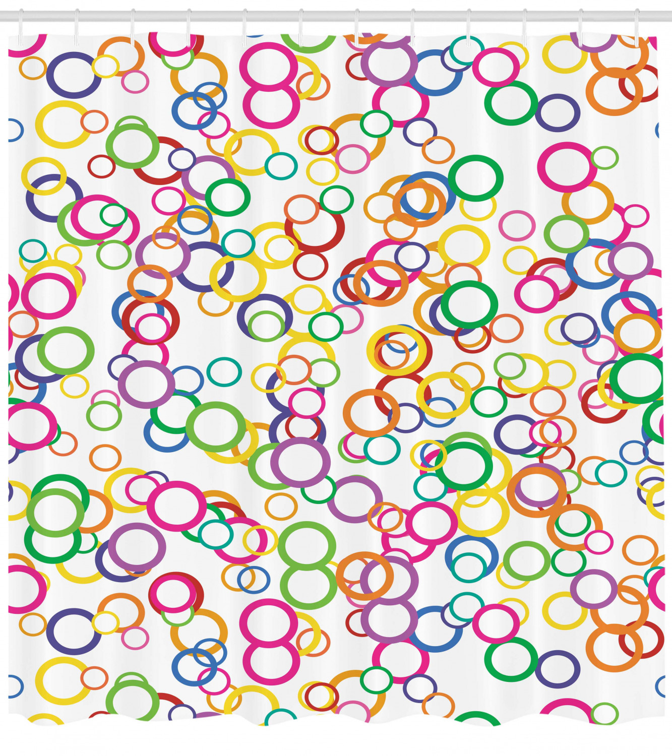 Geometric Circle Print Shower Curtain for Summer Bathroom Decor