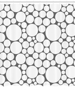Geometric Circle Shower Curtain, Modern Fabric Bathroom Decor